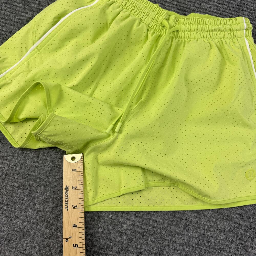 Lululemon Shorts Womens 2 Green Mesh Lined Running 3 In Inseam Neon Athletic - Picture 4 of 9